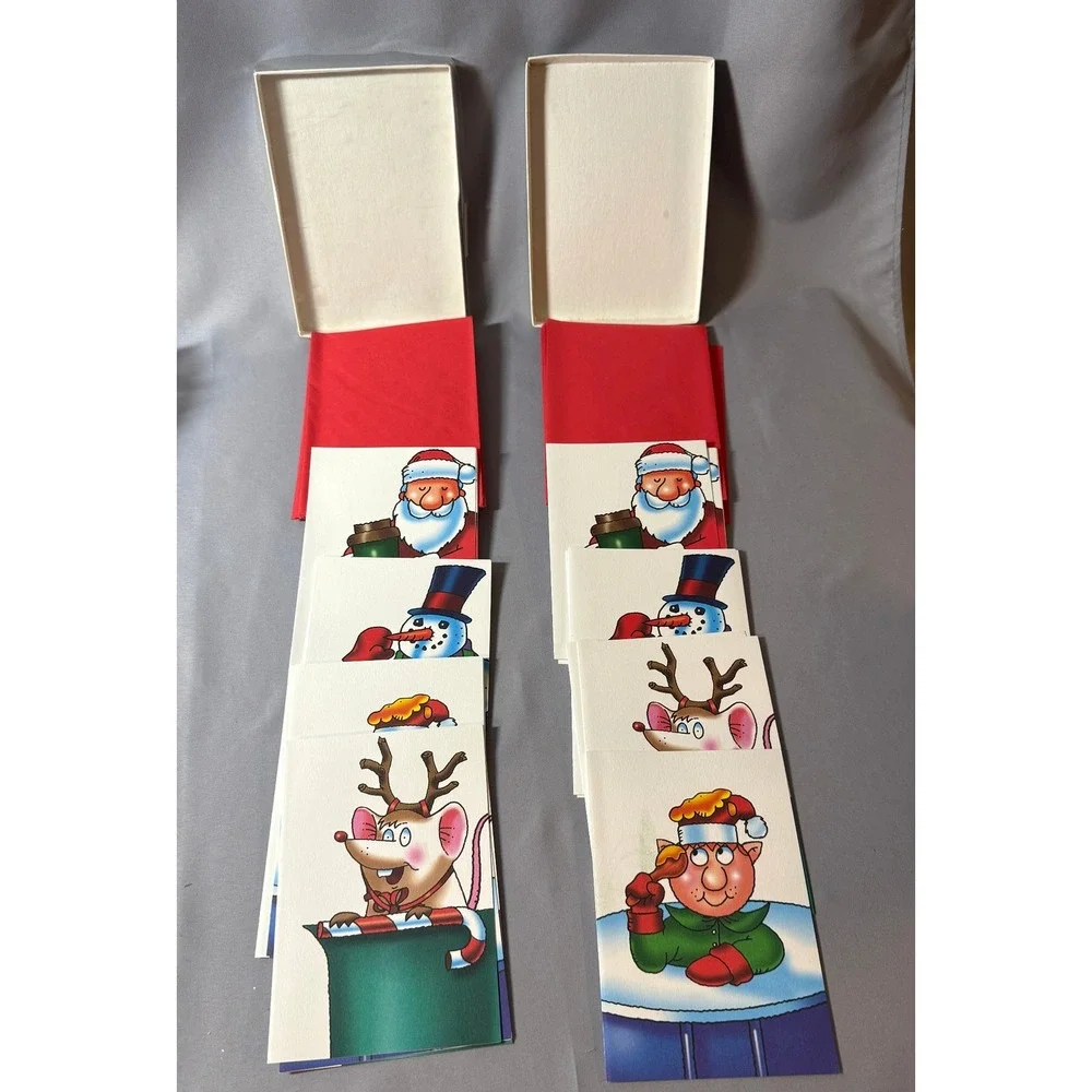 Vintage Tupperware Christmas‎ Greeting Cards Lot of 19 New Elf Santa Snowman